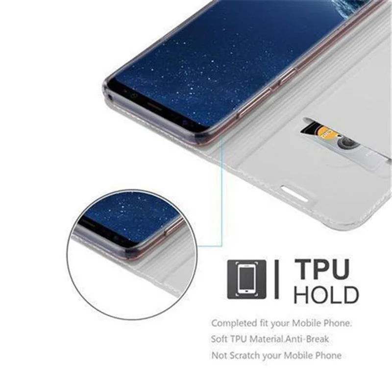 Cadorabo Hülle kompatibel mit Samsung Galaxy S8 Schutzhülle mit Magnetverschluss, Standfunktion und Kartenfach
