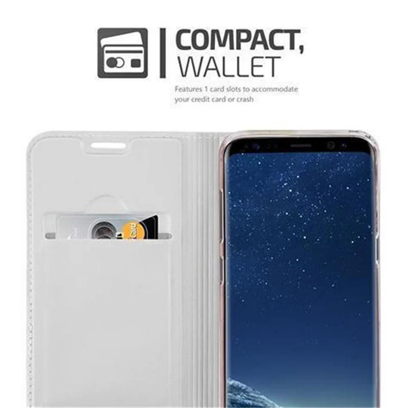 Cadorabo Hülle kompatibel mit Samsung Galaxy S8 Schutzhülle mit Magnetverschluss, Standfunktion und Kartenfach