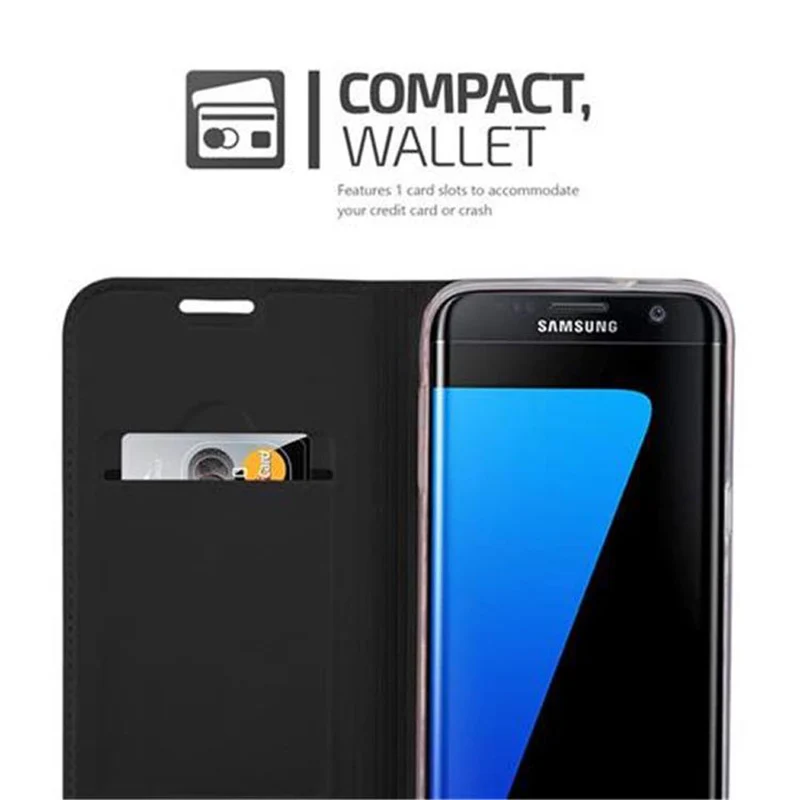 Cadorabo Hülle kompatibel mit Samsung Galaxy S7 EDGE Schutzhülle mit Magnetverschluss, Standfunktion und Kartenfach