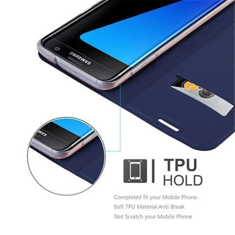 Cadorabo Hülle kompatibel mit Samsung Galaxy S7 EDGE Schutzhülle mit Magnetverschluss, Standfunktion und Kartenfach