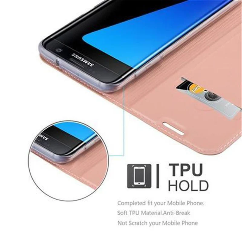 Cadorabo Hülle kompatibel mit Samsung Galaxy S7 EDGE Schutzhülle mit Magnetverschluss, Standfunktion und Kartenfach