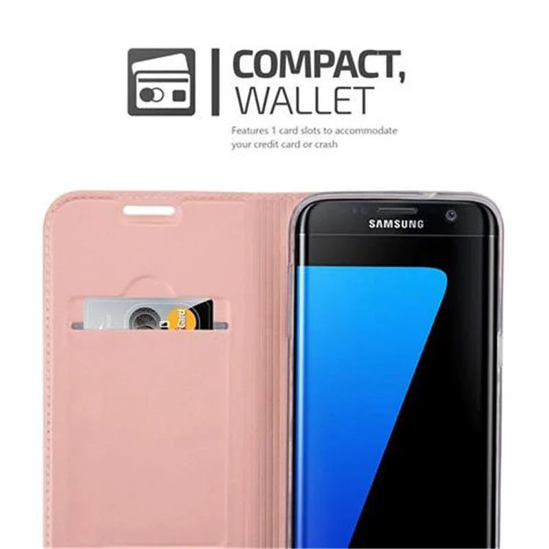 Cadorabo Hülle kompatibel mit Samsung Galaxy S7 EDGE Schutzhülle mit Magnetverschluss, Standfunktion und Kartenfach