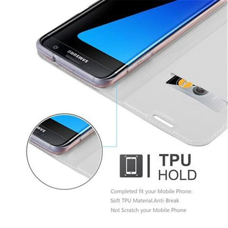 Cadorabo Hülle kompatibel mit Samsung Galaxy S7 EDGE Schutzhülle mit Magnetverschluss, Standfunktion und Kartenfach