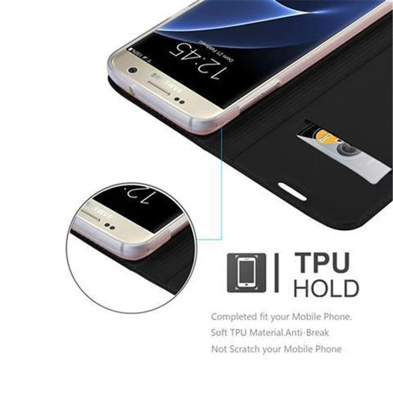Cadorabo Hülle kompatibel mit Samsung Galaxy S7 Schutzhülle mit Magnetverschluss, Standfunktion und Kartenfach