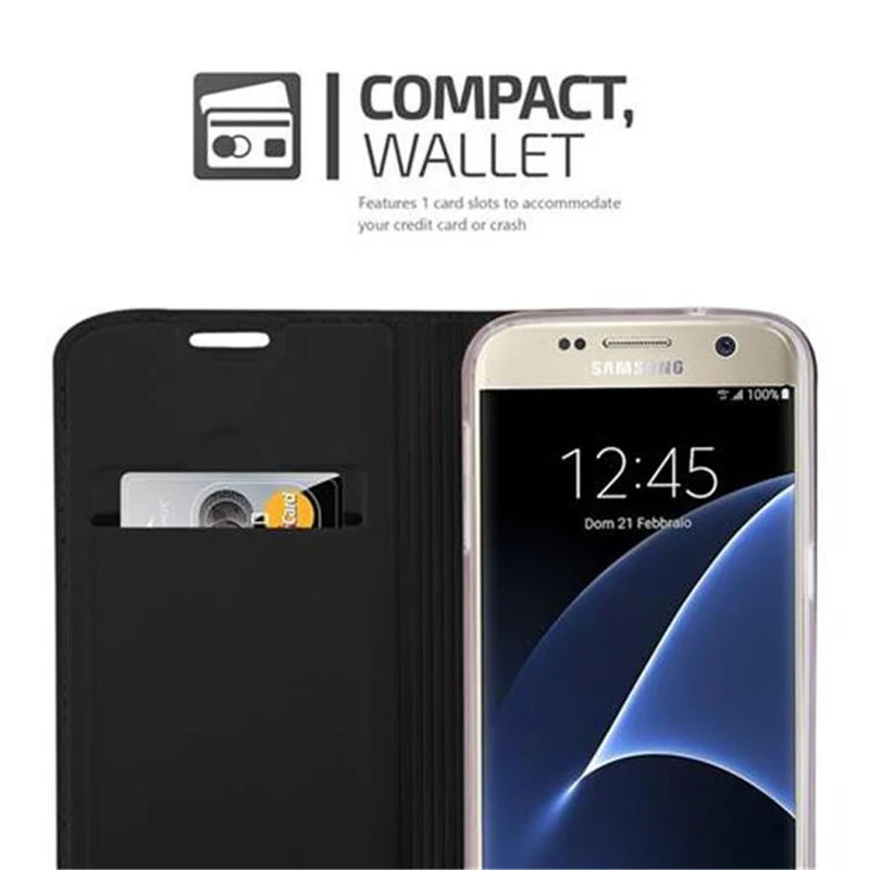 Cadorabo Hülle kompatibel mit Samsung Galaxy S7 Schutzhülle mit Magnetverschluss, Standfunktion und Kartenfach