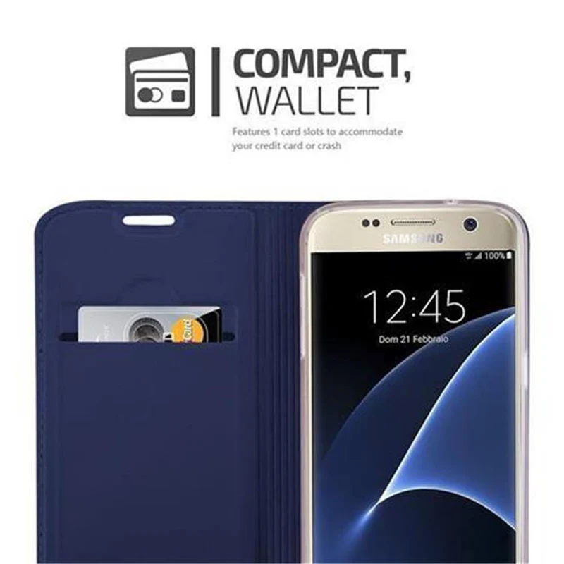 Cadorabo Hülle kompatibel mit Samsung Galaxy S7 Schutzhülle mit Magnetverschluss, Standfunktion und Kartenfach