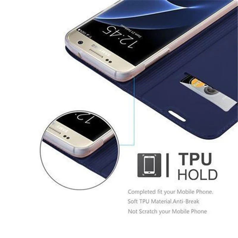 Cadorabo Hülle kompatibel mit Samsung Galaxy S7 Schutzhülle mit Magnetverschluss, Standfunktion und Kartenfach