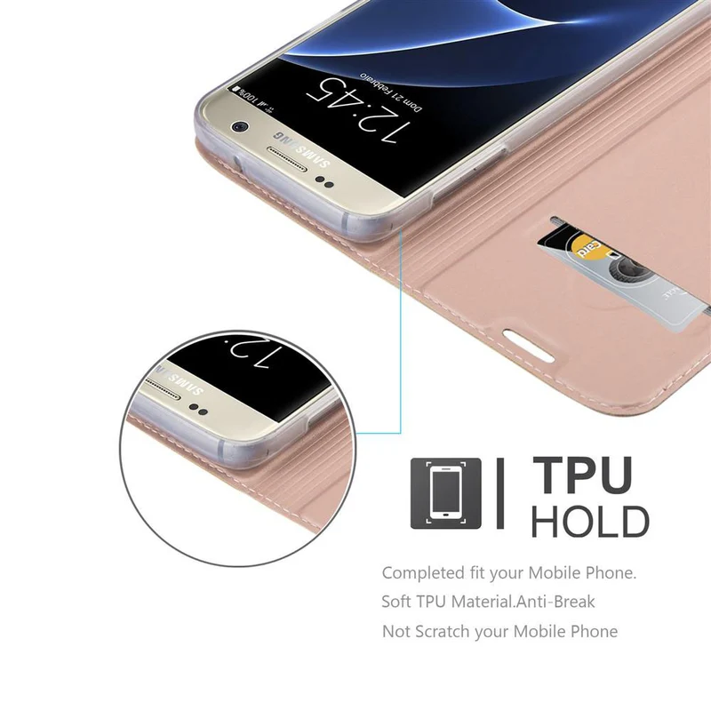 Cadorabo Hülle kompatibel mit Samsung Galaxy S7 Schutzhülle mit Magnetverschluss, Standfunktion und Kartenfach