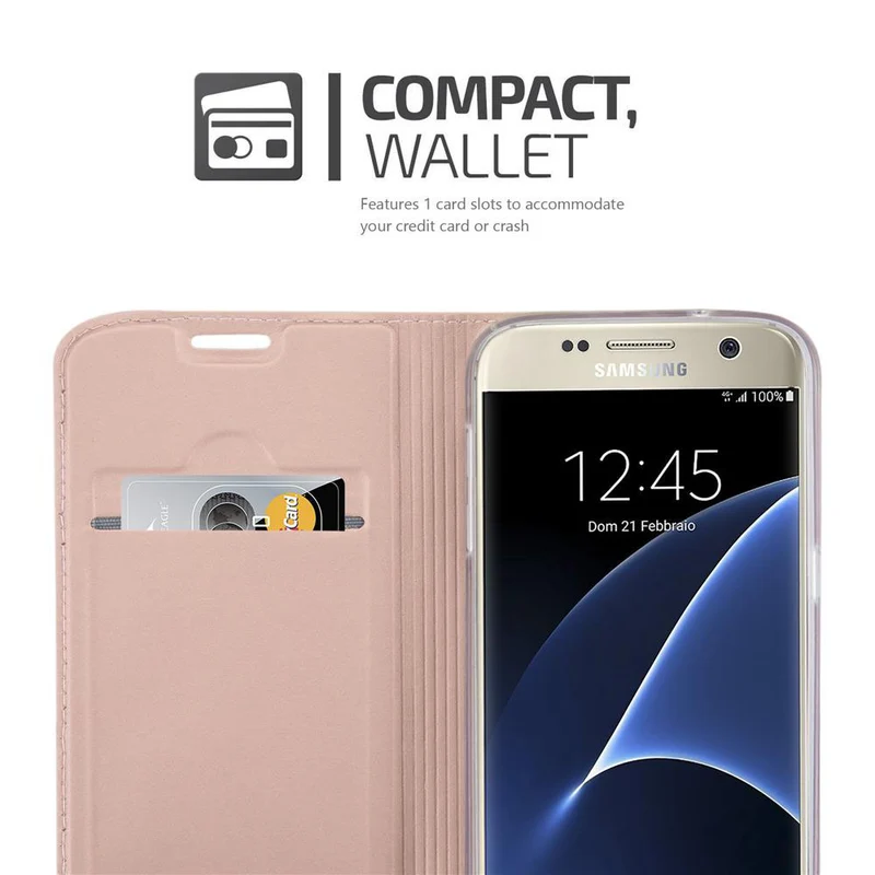 Cadorabo Hülle kompatibel mit Samsung Galaxy S7 Schutzhülle mit Magnetverschluss, Standfunktion und Kartenfach
