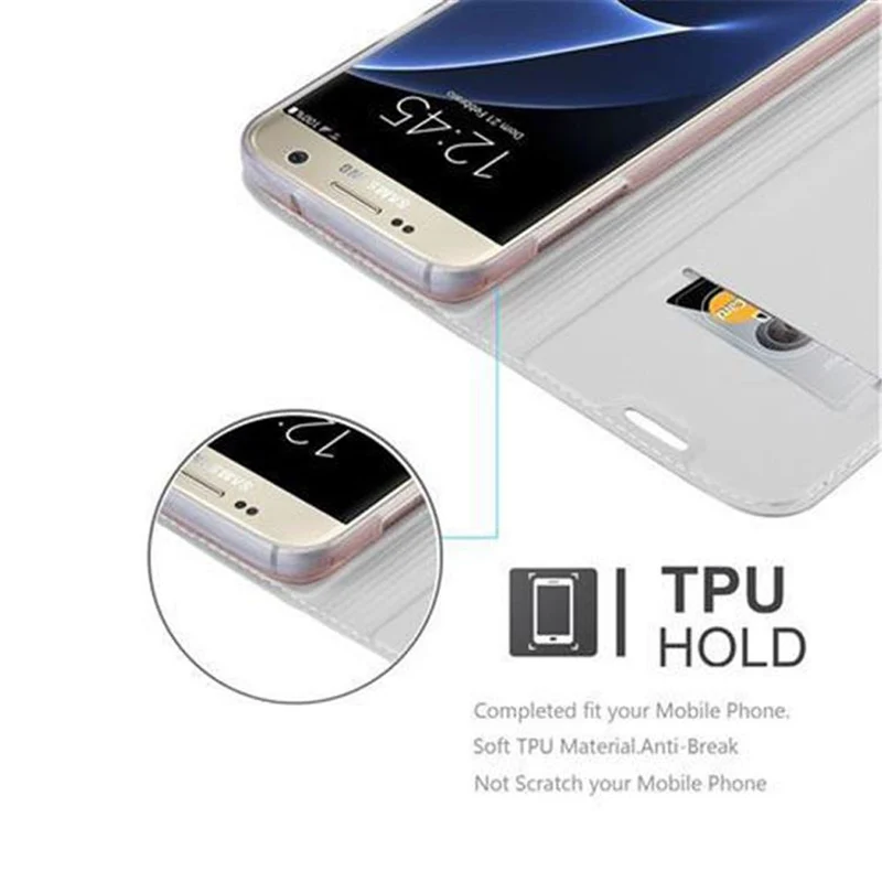 Cadorabo Hülle kompatibel mit Samsung Galaxy S7 Schutzhülle mit Magnetverschluss, Standfunktion und Kartenfach