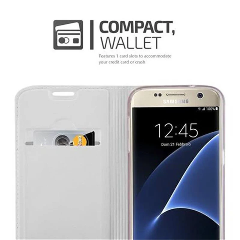 Cadorabo Hülle kompatibel mit Samsung Galaxy S7 Schutzhülle mit Magnetverschluss, Standfunktion und Kartenfach