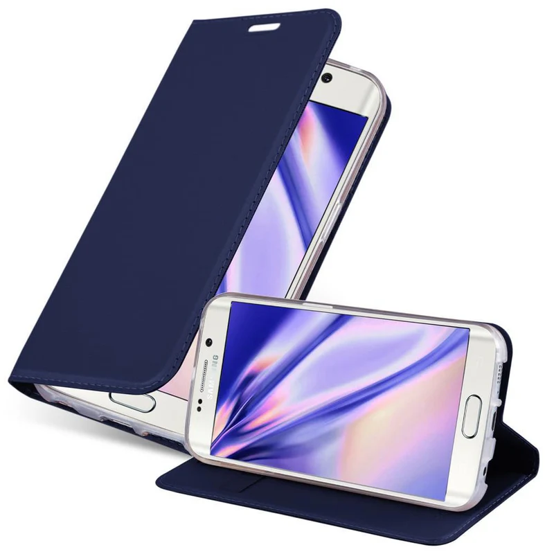 Cadorabo Hülle kompatibel mit Samsung Galaxy S6 EDGE Schutzhülle mit Magnetverschluss, Standfunktion und Kartenfach