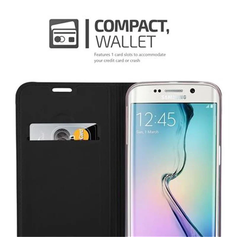 Cadorabo Hülle kompatibel mit Samsung Galaxy S6 EDGE Schutzhülle mit Magnetverschluss, Standfunktion und Kartenfach