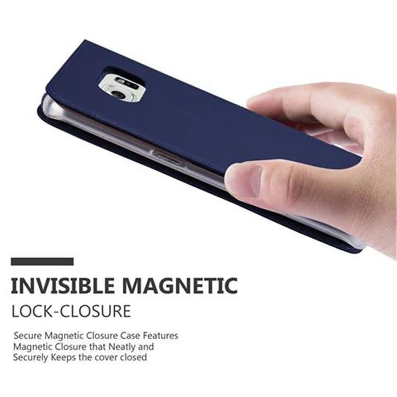 Cadorabo Hülle kompatibel mit Samsung Galaxy S6 EDGE Schutzhülle mit Magnetverschluss, Standfunktion und Kartenfach