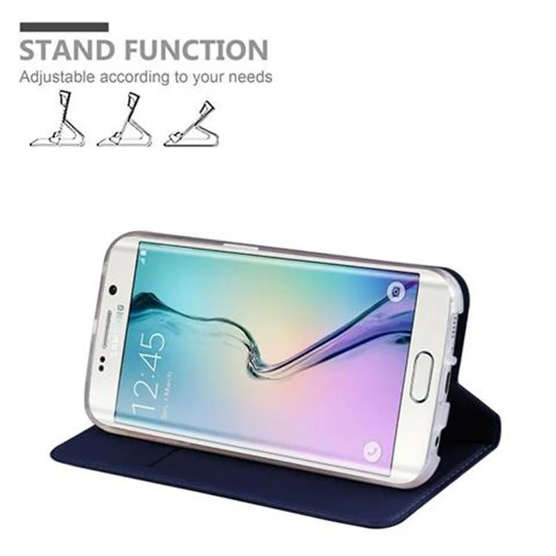 Cadorabo Hülle kompatibel mit Samsung Galaxy S6 EDGE Schutzhülle mit Magnetverschluss, Standfunktion und Kartenfach