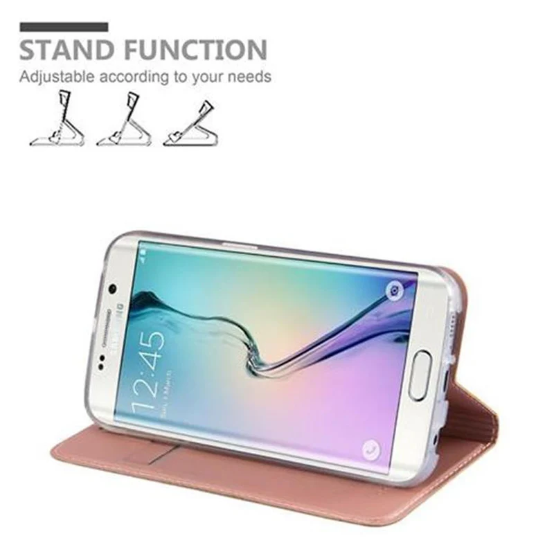 Cadorabo Hülle kompatibel mit Samsung Galaxy S6 EDGE Schutzhülle mit Magnetverschluss, Standfunktion und Kartenfach