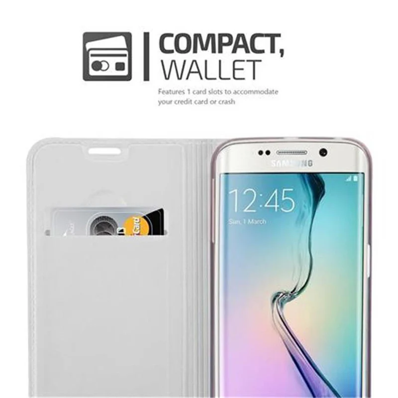Cadorabo Hülle kompatibel mit Samsung Galaxy S6 EDGE Schutzhülle mit Magnetverschluss, Standfunktion und Kartenfach