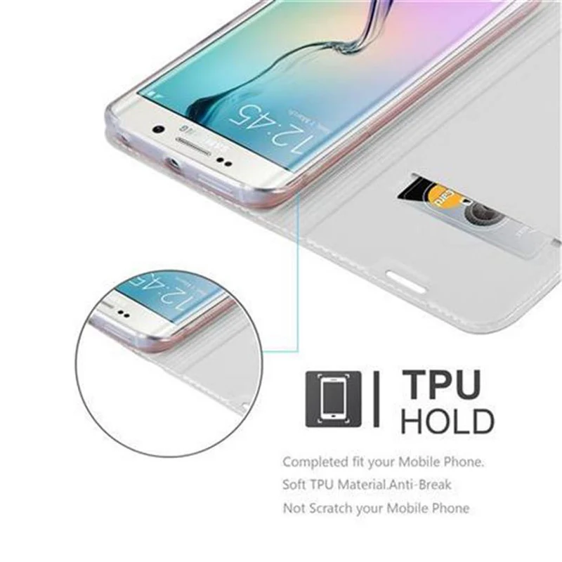Cadorabo Hülle kompatibel mit Samsung Galaxy S6 EDGE Schutzhülle mit Magnetverschluss, Standfunktion und Kartenfach