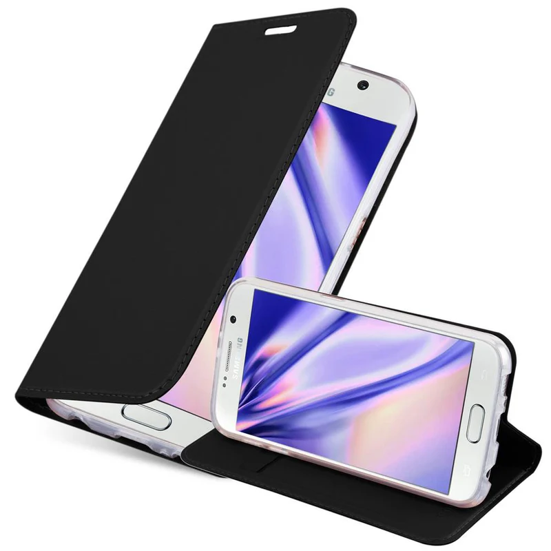 Cadorabo Hülle kompatibel mit Samsung Galaxy S6 Schutzhülle mit Magnetverschluss, Standfunktion und Kartenfach