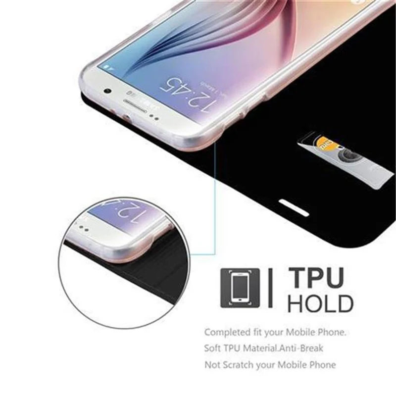 Cadorabo Hülle kompatibel mit Samsung Galaxy S6 Schutzhülle mit Magnetverschluss, Standfunktion und Kartenfach