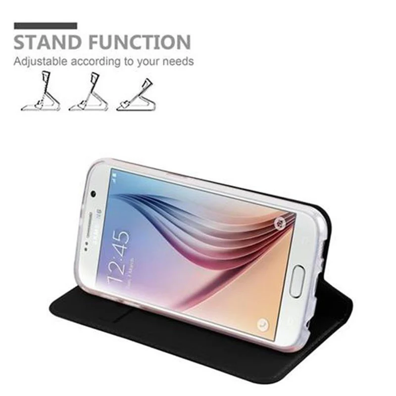 Cadorabo Hülle kompatibel mit Samsung Galaxy S6 Schutzhülle mit Magnetverschluss, Standfunktion und Kartenfach