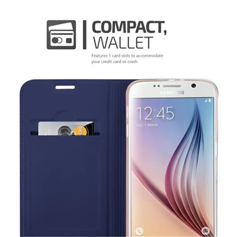 Cadorabo Hülle kompatibel mit Samsung Galaxy S6 Schutzhülle mit Magnetverschluss, Standfunktion und Kartenfach