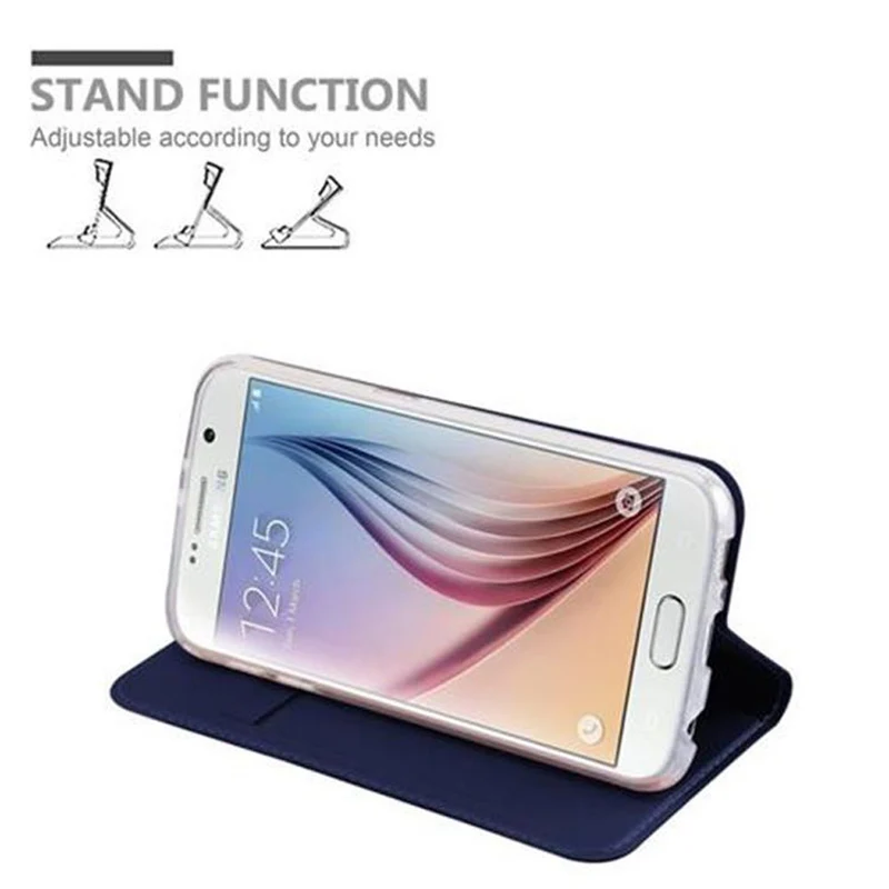 Cadorabo Hülle kompatibel mit Samsung Galaxy S6 Schutzhülle mit Magnetverschluss, Standfunktion und Kartenfach