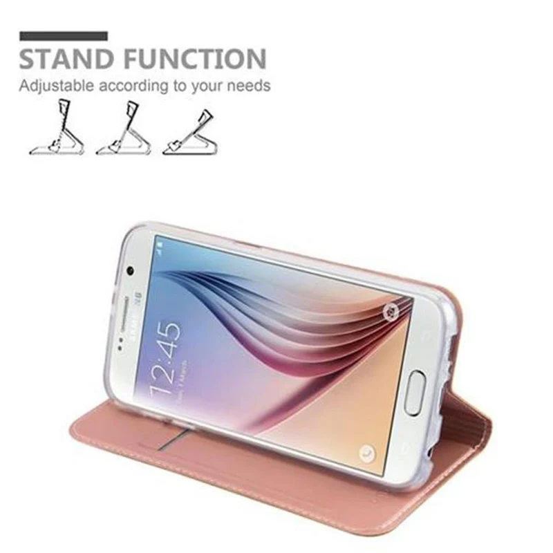 Cadorabo Hülle kompatibel mit Samsung Galaxy S6 Schutzhülle mit Magnetverschluss, Standfunktion und Kartenfach
