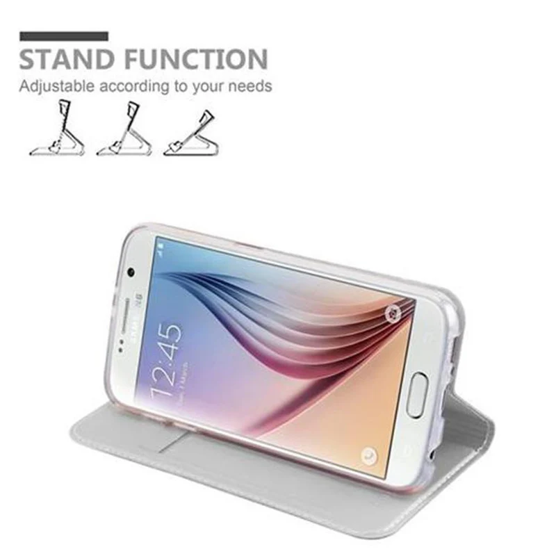 Cadorabo Hülle kompatibel mit Samsung Galaxy S6 Schutzhülle mit Magnetverschluss, Standfunktion und Kartenfach