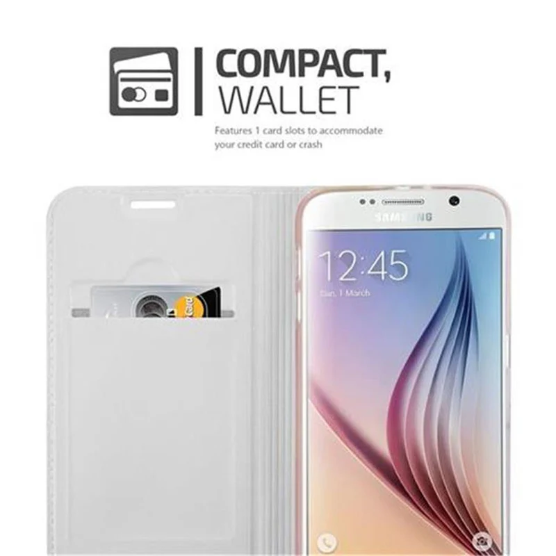 Cadorabo Hülle kompatibel mit Samsung Galaxy S6 Schutzhülle mit Magnetverschluss, Standfunktion und Kartenfach