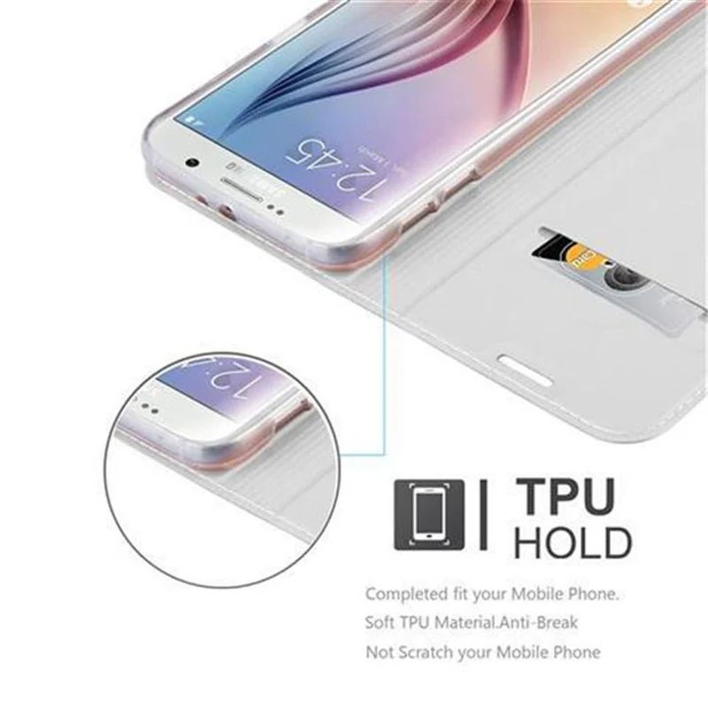 Cadorabo Hülle kompatibel mit Samsung Galaxy S6 Schutzhülle mit Magnetverschluss, Standfunktion und Kartenfach