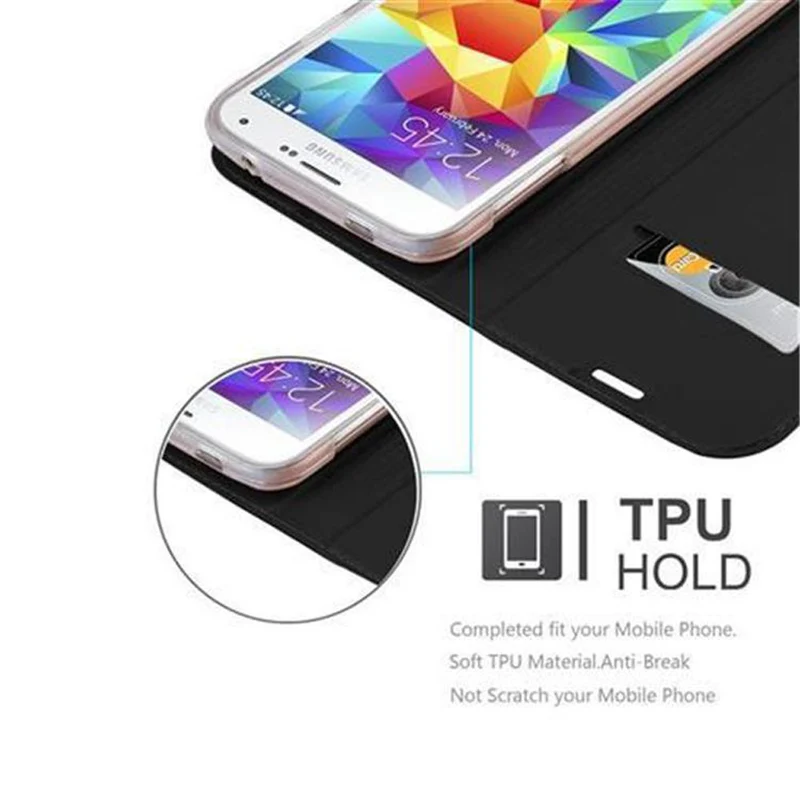 Cadorabo Hülle kompatibel mit Samsung Galaxy S5 / S5 NEO Schutzhülle mit Magnetverschluss, Standfunktion und Kartenfach
