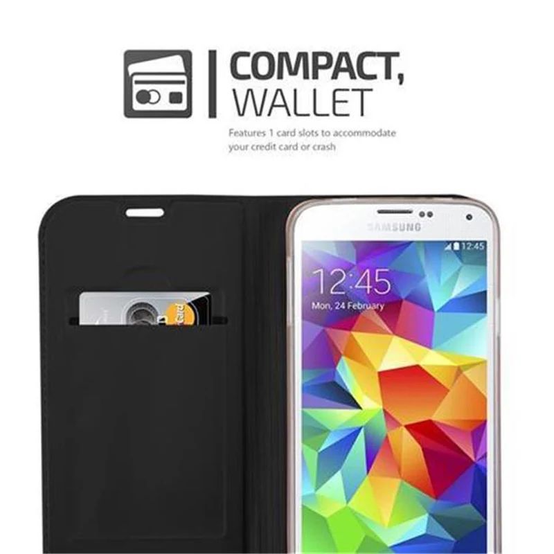 Cadorabo Hülle kompatibel mit Samsung Galaxy S5 / S5 NEO Schutzhülle mit Magnetverschluss, Standfunktion und Kartenfach