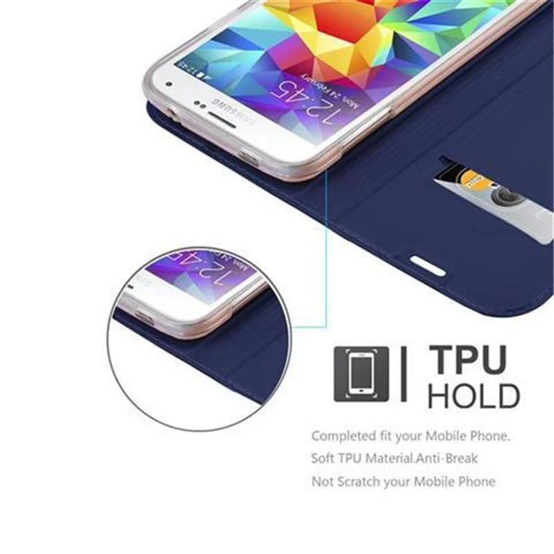 Cadorabo Hülle kompatibel mit Samsung Galaxy S5 / S5 NEO Schutzhülle mit Magnetverschluss, Standfunktion und Kartenfach