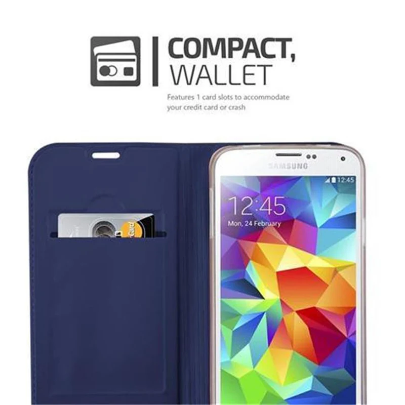 Cadorabo Hülle kompatibel mit Samsung Galaxy S5 / S5 NEO Schutzhülle mit Magnetverschluss, Standfunktion und Kartenfach