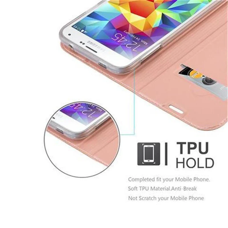 Cadorabo Hülle kompatibel mit Samsung Galaxy S5 / S5 NEO Schutzhülle mit Magnetverschluss, Standfunktion und Kartenfach