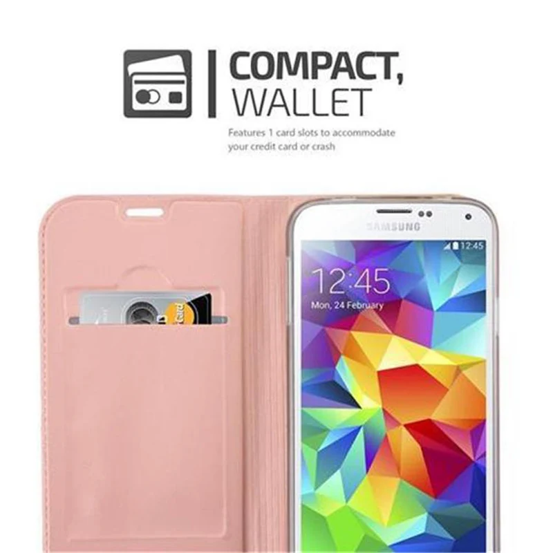 Cadorabo Hülle kompatibel mit Samsung Galaxy S5 / S5 NEO Schutzhülle mit Magnetverschluss, Standfunktion und Kartenfach