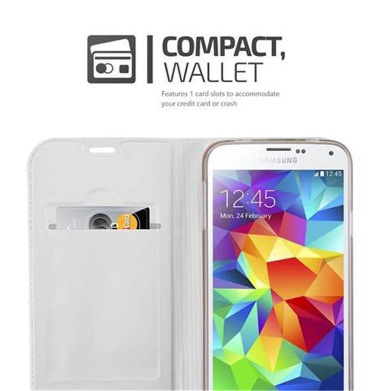 Cadorabo Hülle kompatibel mit Samsung Galaxy S5 / S5 NEO Schutzhülle mit Magnetverschluss, Standfunktion und Kartenfach