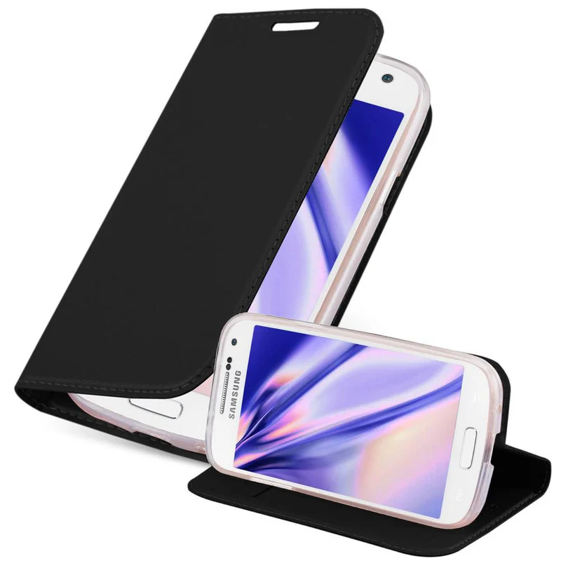 Cadorabo Hülle kompatibel mit Samsung Galaxy S4 MINI Schutzhülle mit Magnetverschluss, Standfunktion und Kartenfach