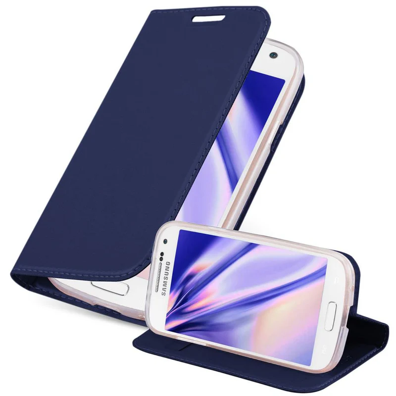Cadorabo Hülle kompatibel mit Samsung Galaxy S4 MINI Schutzhülle mit Magnetverschluss, Standfunktion und Kartenfach