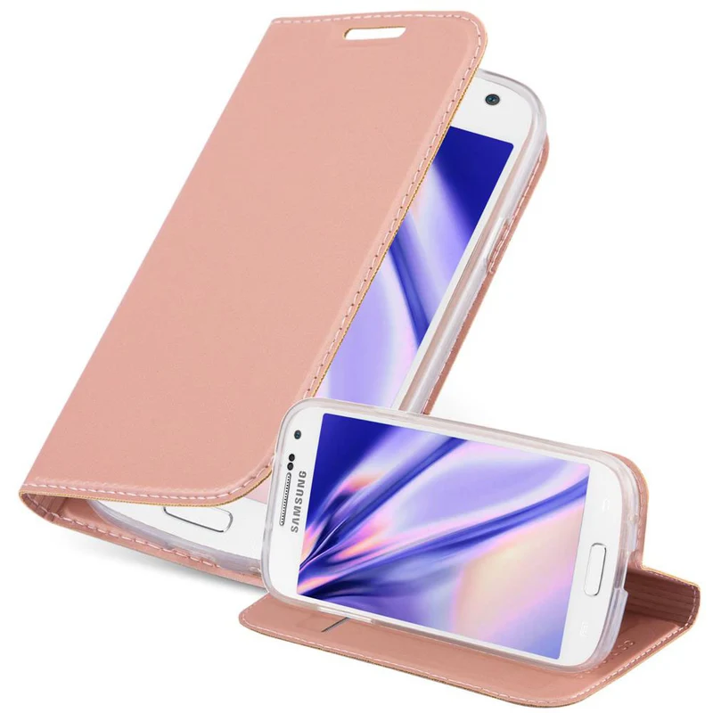 Cadorabo Hülle kompatibel mit Samsung Galaxy S4 MINI Schutzhülle mit Magnetverschluss, Standfunktion und Kartenfach