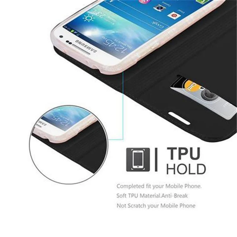 Cadorabo Hülle kompatibel mit Samsung Galaxy S4 MINI Schutzhülle mit Magnetverschluss, Standfunktion und Kartenfach