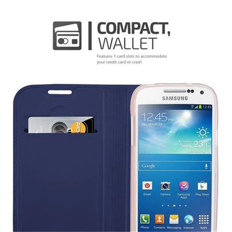 Cadorabo Hülle kompatibel mit Samsung Galaxy S4 MINI Schutzhülle mit Magnetverschluss, Standfunktion und Kartenfach