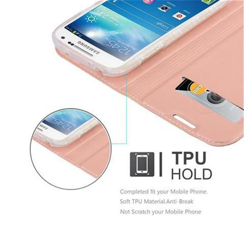 Cadorabo Hülle kompatibel mit Samsung Galaxy S4 MINI Schutzhülle mit Magnetverschluss, Standfunktion und Kartenfach