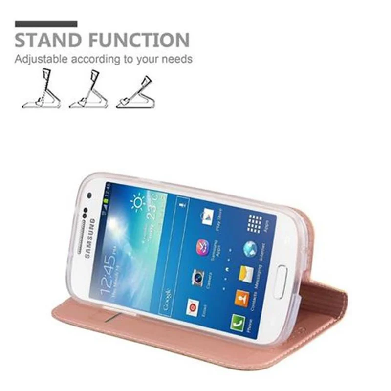 Cadorabo Hülle kompatibel mit Samsung Galaxy S4 MINI Schutzhülle mit Magnetverschluss, Standfunktion und Kartenfach