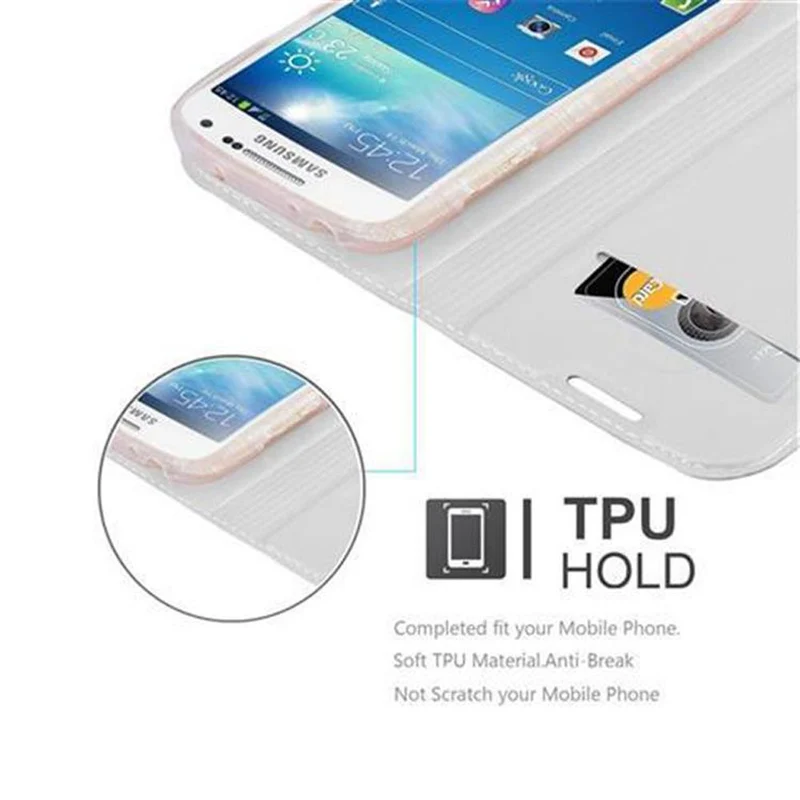 Cadorabo Hülle kompatibel mit Samsung Galaxy S4 MINI Schutzhülle mit Magnetverschluss, Standfunktion und Kartenfach