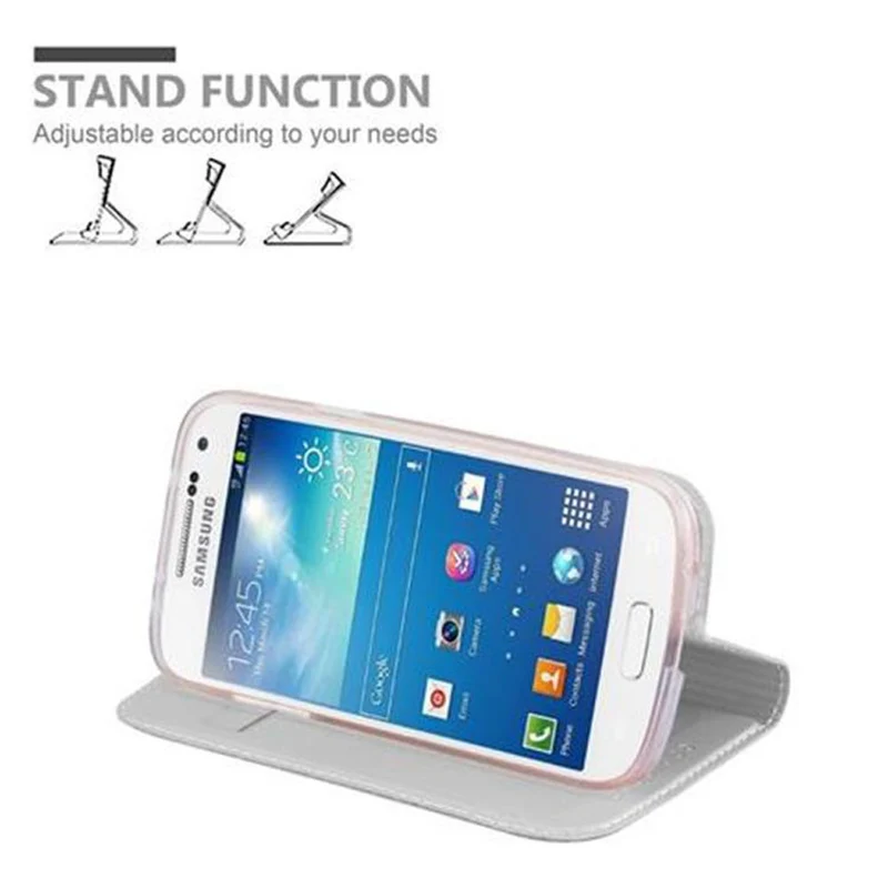 Cadorabo Hülle kompatibel mit Samsung Galaxy S4 MINI Schutzhülle mit Magnetverschluss, Standfunktion und Kartenfach
