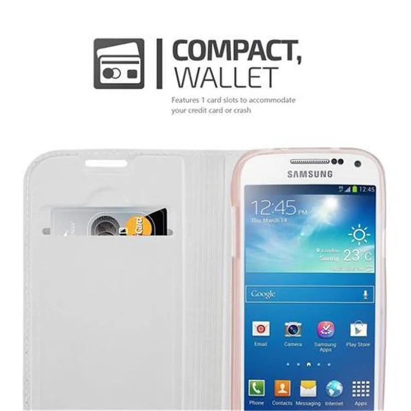 Cadorabo Hülle kompatibel mit Samsung Galaxy S4 MINI Schutzhülle mit Magnetverschluss, Standfunktion und Kartenfach