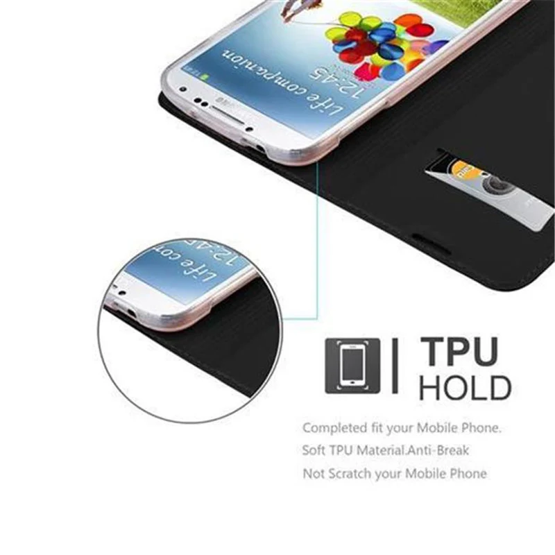 Cadorabo Hülle kompatibel mit Samsung Galaxy S4 Schutzhülle mit Magnetverschluss, Standfunktion und Kartenfach