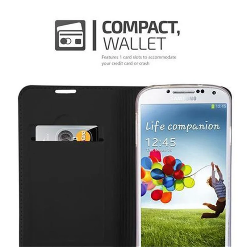 Cadorabo Hülle kompatibel mit Samsung Galaxy S4 Schutzhülle mit Magnetverschluss, Standfunktion und Kartenfach